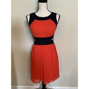 Sweet Storm M Red Black Lace Knee Length Dress With Side Cutouts Sheer Stretch